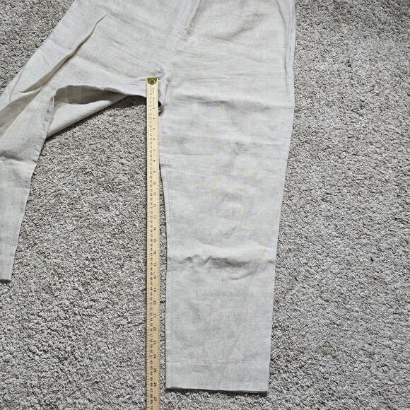 Neiman Marcus Linen Pants Sz 16 Beige Straight Leg Minimalist Resort Office - Picture 5 of 11